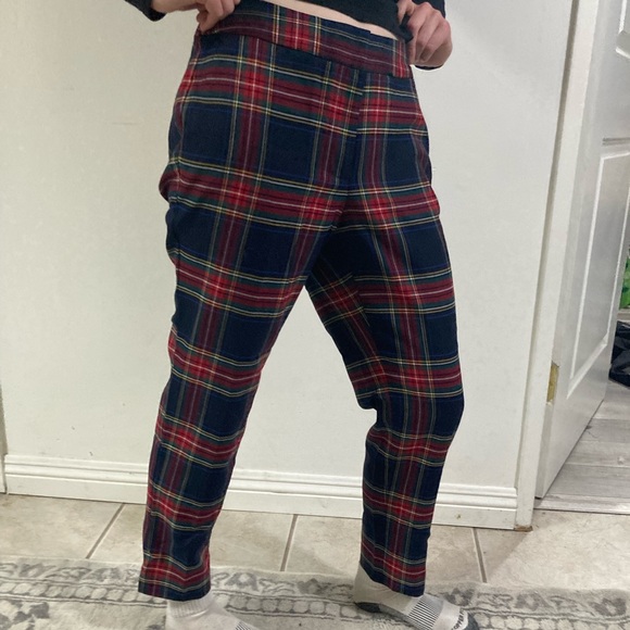 Talbots plaid pants red and black check casual slacks - Picture 6 of 10